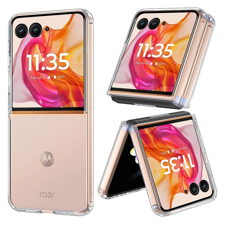 Husa TPU High Clear compatibila cu Motorola Razr 50, OPTIM SOLUTION, Diamond Design, Lightweight TPU Bumper Case, Shock Absorption, Unique Long-lasting Anti-Yellowing Tech, Transparenta