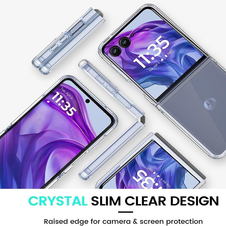 Калъф High Clear TPU, Съвместим с Motorola Razr 50 Ultra, OPTIM SOLUTION, диамантен дизайн, лек TPU калъф за броня, абсорбция на удари, уникална дълготрайна технология против пожълтяване, прозрачен