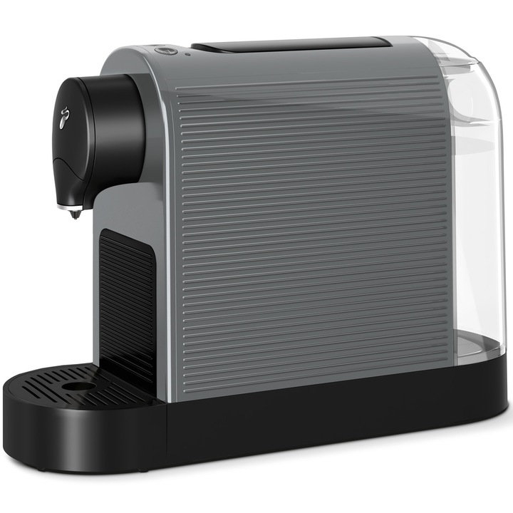 Еспресо машина с капсули Tchibo Cafissimo Pure Plus 681006, 1250 W, 800 мл, 15 бара, Espresso, Caffe Crema, Long Coffee, Отделение за капсули, Сив