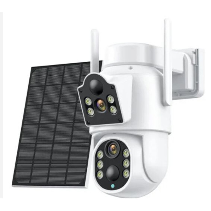 Камера за наблюдение, 8MP 4K 4G връзка, SIM слот, със соларен панел, 10X цифрово увеличение, вградена батерия 12000 mAh, Micro SD, CD с аларма 19