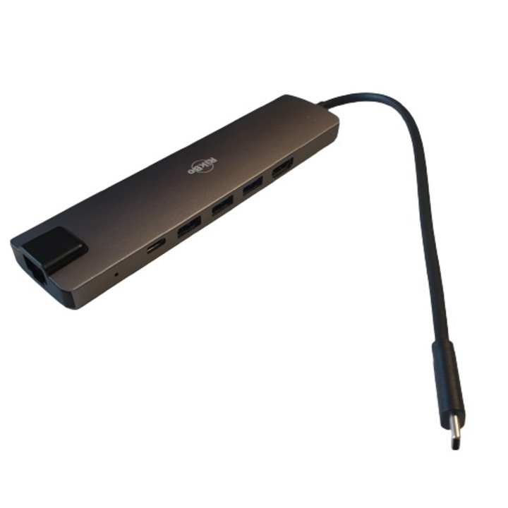 Докинг станция 9 в 1, RikBo, 4K HDMI, Gigabit Ethernet, USB TypeC