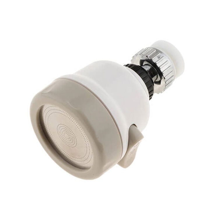 Cap de Robinet Universal Macvi®, pentru Chiuveta, 3 Moduri de Jet, Rotire 360°, Alb/Bej, Usor de Montat