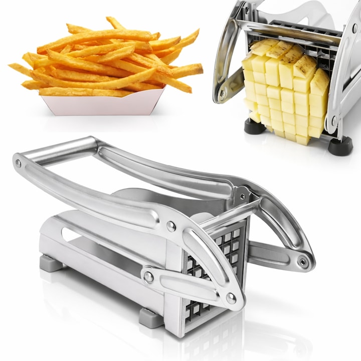 Aparat de Feliat Cartofi si Legume, Macvi®, din Inox, cu Forma Unica pentru Taiere Rapida si Preciza