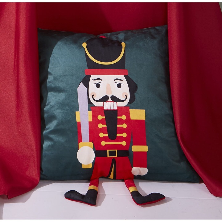 Poszewka decorativa de Craciun 45x45 Nut Cracker, verde, set