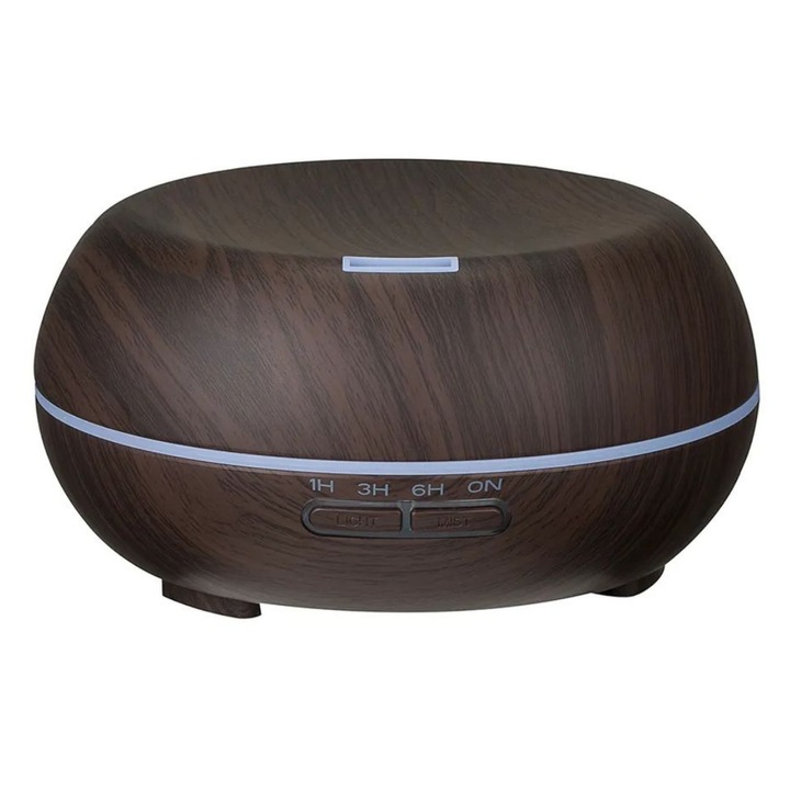Macvi® Ароматерапевтичен дифузер 550 мл, кафяв, със 7-цветен LED и функция за овлажнител