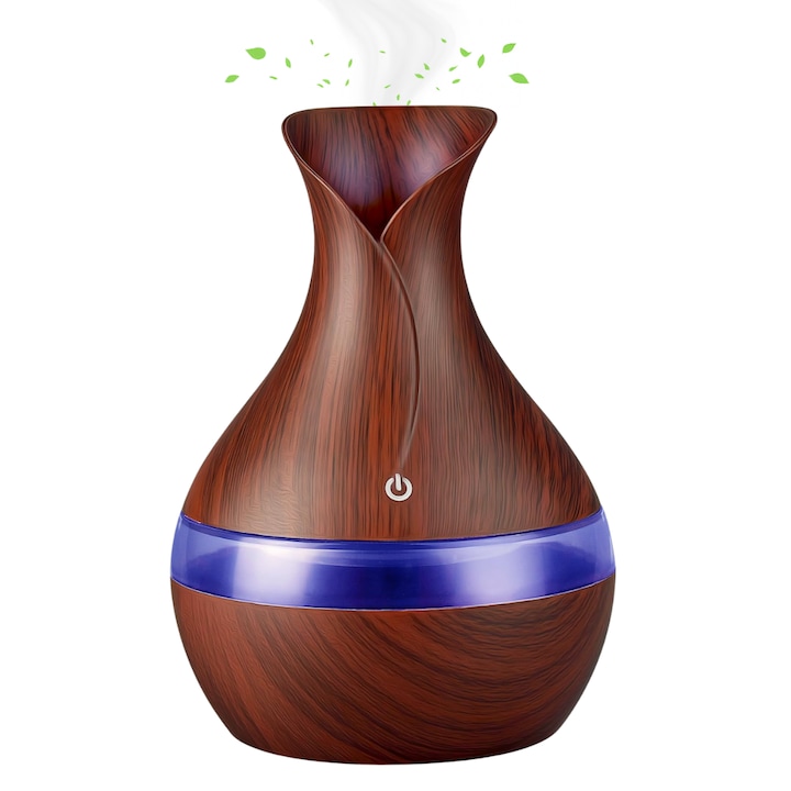 Umidificator antigravitational, Acus Med, 600ml, 12x12x23,1cm, cu iluminare LED, alb