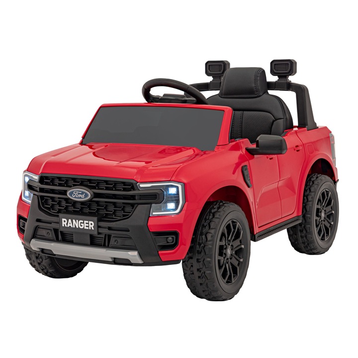 Детска електрическа кола Ford Ranger LIFT Red 12v, с дистанционно, гумени колела, кожена седалка, 2 мотора