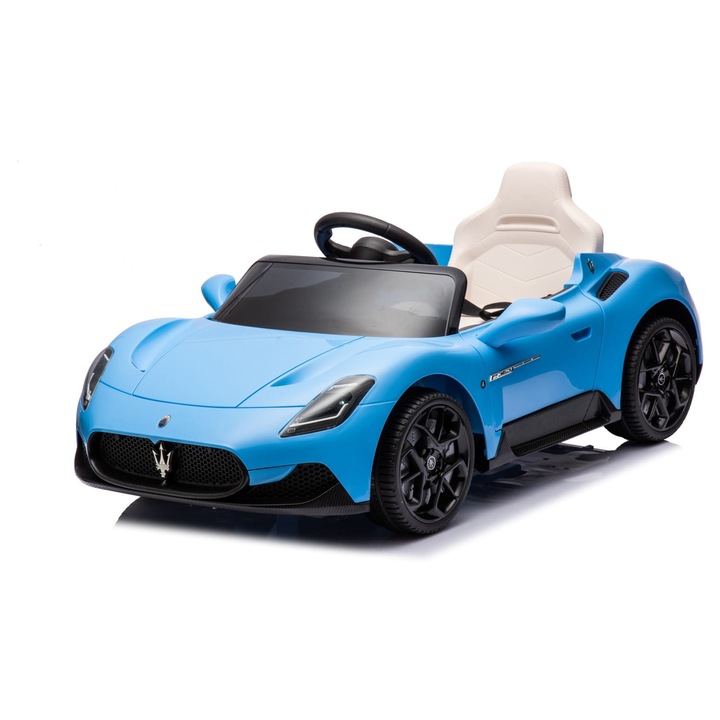 Masina cu acumulator, Sun Baby, Maserati BG Cabrio, pentru copii, cu telecomanda, 3 ani+, 105x65.5x42 cm, MP3, LED, Bluetooth, doua viteze 3-5KM/h, Albastru