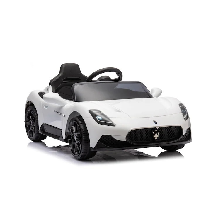 Masina cu acumulator, Sun Baby, Maserati BG Cabrio, pentru copii, cu telecomanda, 3 ani+, 105x65.5x42 cm, MP3, LED, Bluetooth, doua viteze 3-5KM/h, Alb