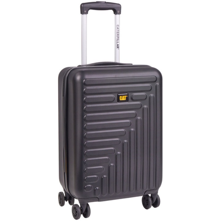Troler cabina avion CATERPILLAR Rockford, 37.5 x 23.5 x 54 cm (Lxlxh), 35L, 4 roti duble cu rotatie 360°, ABS - negru