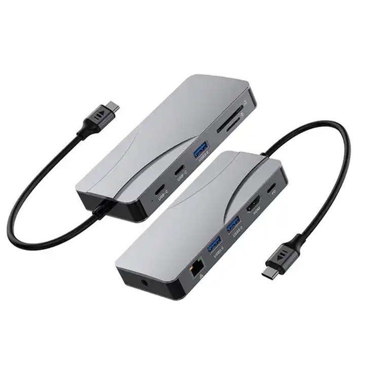Docking Station, USB Type-C, SILKASE, HDMI 4k 60 Hz, ethernet, microSD, SD, USB 3.0, USB-C