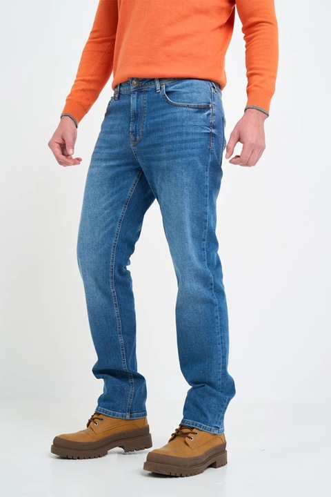 Lee Cooper, Blugi regular fit cu aspect decolorat, Albastru pastel, W26-L32