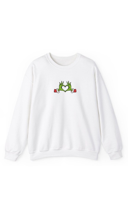 Bluza Unisex Brodata Love by Grinch, Alb