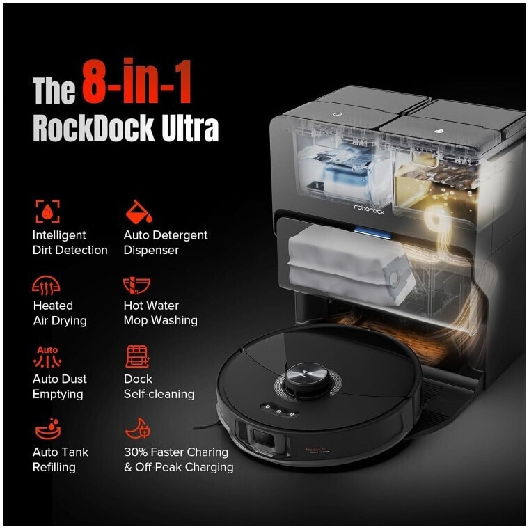 Robot de Aspirare Roborock S8 MaxV Ultra S8MVU52-00, aspirator si