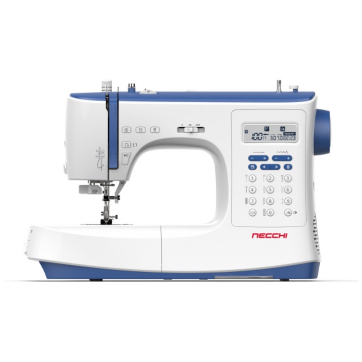 Masina de cusut NECCHI NC-103D, 316 cusaturi incorporate, sistem de bobina orizontala, afisaj LCD mare cu iluminare din spate