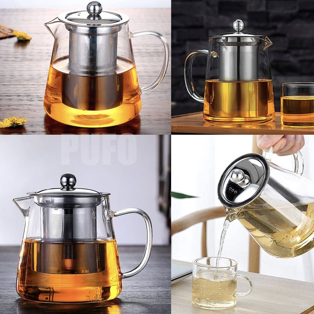 Pufo Rabel Pufo Elegance üveg teaforraló szűrővel és fém fedéllel, 950 ml ...