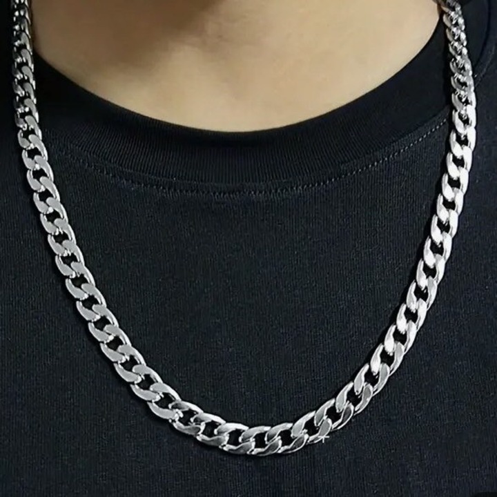 Nyaklánc, férfi, rozsdamentes acél lánc, nyaklánc, 9 mm széles, 60 cm #5
