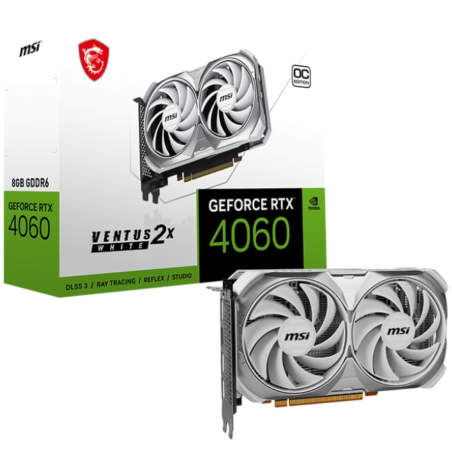 Placa video MSI GeForce RTX 4060 VENTUS 2X WHITE 8G OC, GDDR6, 128-bit, Alb Placa video MSI GeForce RTX 4060 VENTUS 2X WHITE 8G OC, GDDR6, 128-bit, Alb