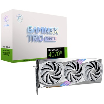 Placa video MSI GeForce RTX 4070 Ti GAMING TRIO WHITE 12G, GDDR6X, 192-bit, Alb