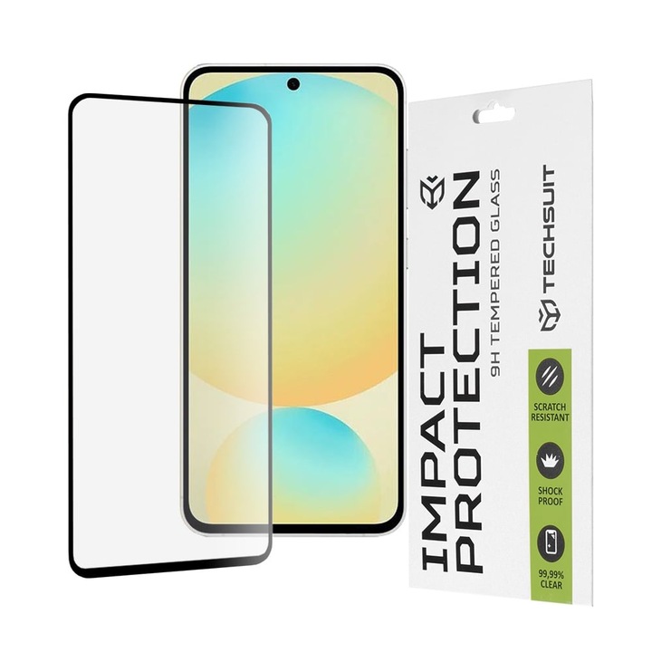 Techsuit képernyővédő fólia Samsung Galaxy S24 FE S721 készülékhez, edzett üveg, teljes ragasztóval, 111D, fekete