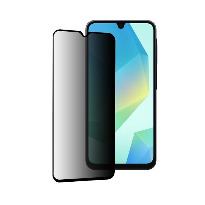 Folie de sticlă privacy HTPMAG pentru Samsung Galaxy A16, neagră, 4G/5G, dimensiuni complete