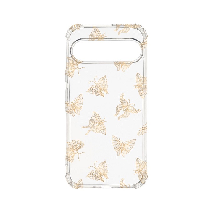 Husa pentru Google Pixel 9 / Pixel 9 Pro, BestCase® Anti Shock 1.5MM, Gold Butterfly, Air Cushion Technology, Protectie camera, ecran si colturi, AS 919