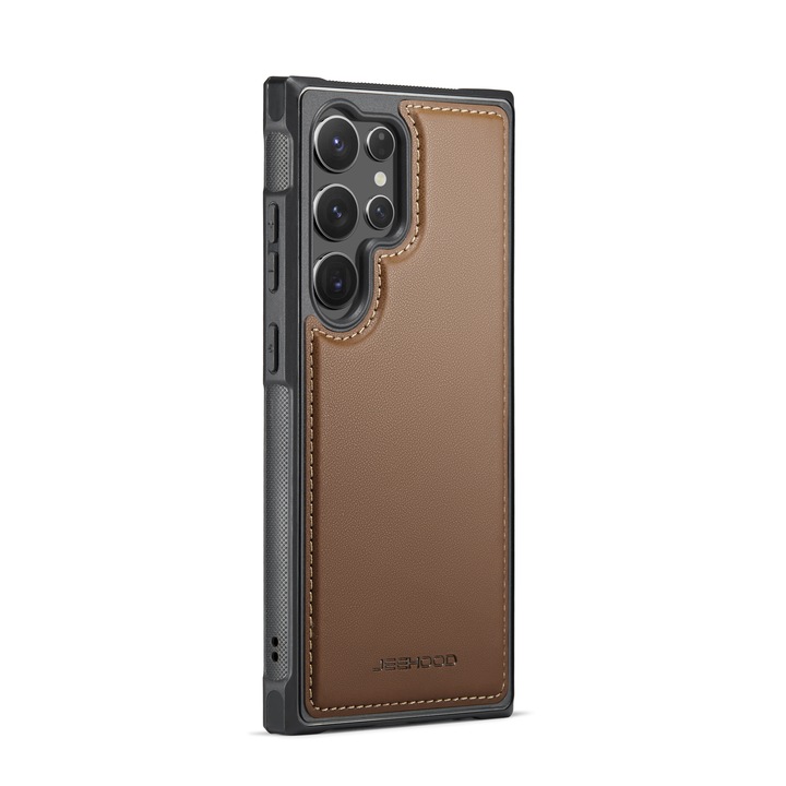 Калъф за Samsung Galaxy S24 Ultra, CaseMe, мека текстурирана кожа с мек захват, заден капак, кафяво