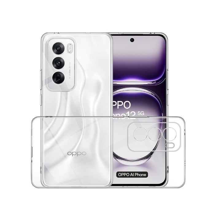Протектор Mat-Tech, съвместимо с Oppo Reno12 Pro 5G, Anti-shock, 2MM, Защита на камерата, Прецизни изрези, Устойчивост на удар, Повдигнати ръбове за защита на екрана, Прозрачен