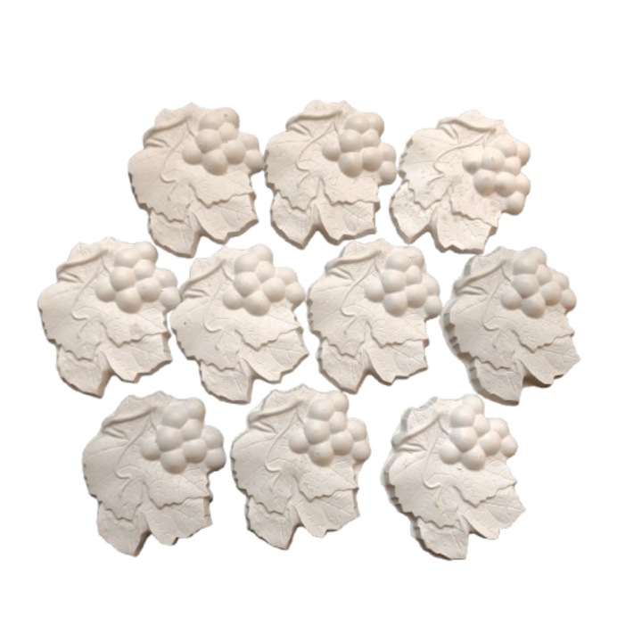 10 db-os gipszforma szett festéshez, Szőlőlevél forma, 11x9,5cm