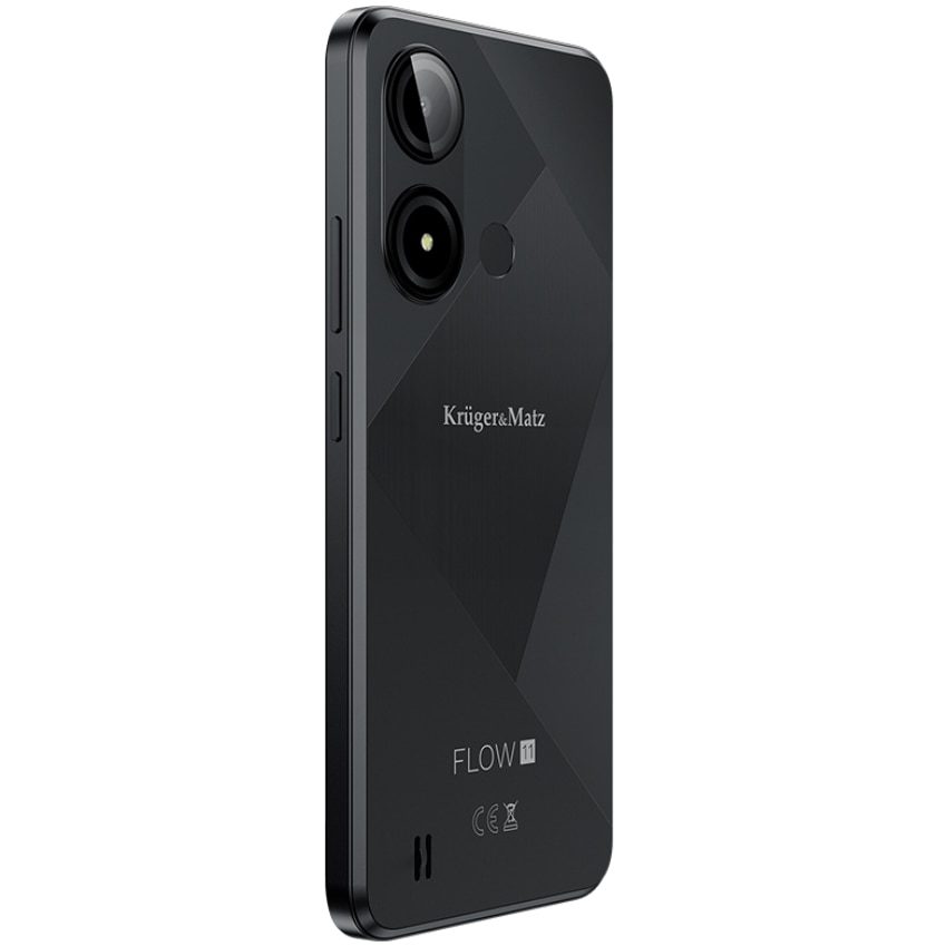 Telefon Mobil Kruger&Matz Flow 11, Procesor Unisoc SC9863A Octa-Core, Ecran IPS 6.56", 4GB RAM, 64GB Flash, Camera 13 MP, Wi-Fi, 4G, Dual SIM, Android Negru