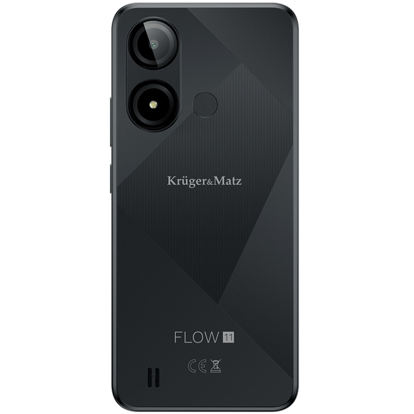 Telefon Mobil Kruger&Matz Flow 11, Procesor Unisoc SC9863A Octa-Core, Ecran IPS 6.56", 4GB RAM, 64GB Flash, Camera 13 MP, Wi-Fi, 4G, Dual SIM, Android Negru