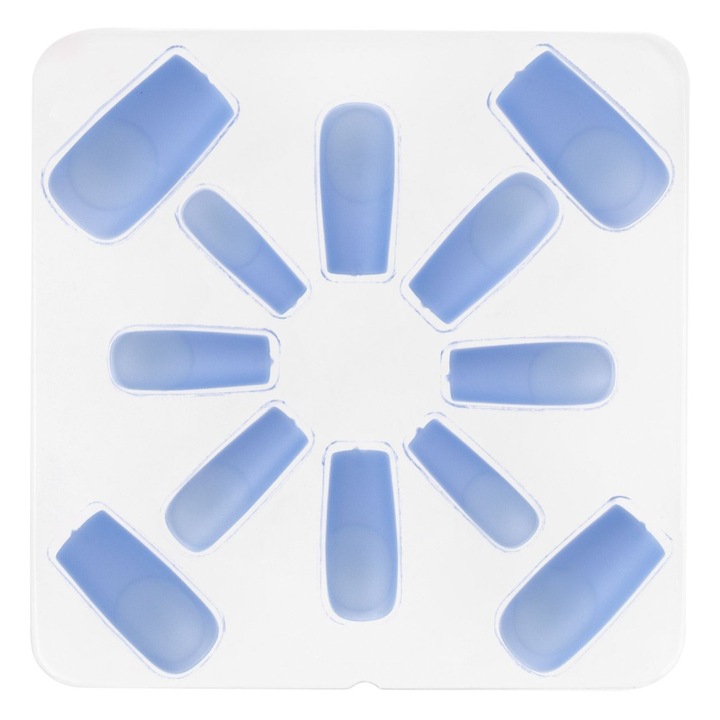 Set Unghii False Lungi Baby Blue Square cu Adeziv - 12buc