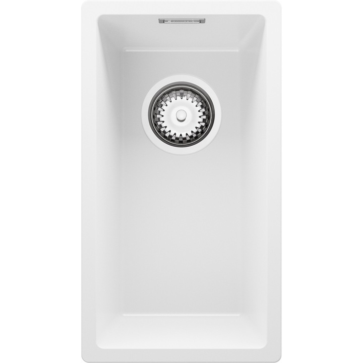 Chiuveta sub blat 26x47cm, Chiuveta 1 Cuva + Sifon, Pentru dulap de 30cm, Londra Primagran Alb