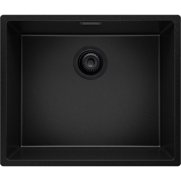 Chiuveta sub blat 56x47cm, Chiuveta 1 Cuva + Sifon, Pentru dulap de 60cm, Londra Primagran Complet Negru