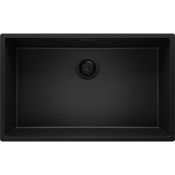Chiuveta sub blat 76x47cm, Chiuveta 1 Cuva + Sifon, Pentru dulap de 80cm, Londra Primagran Complet Negru