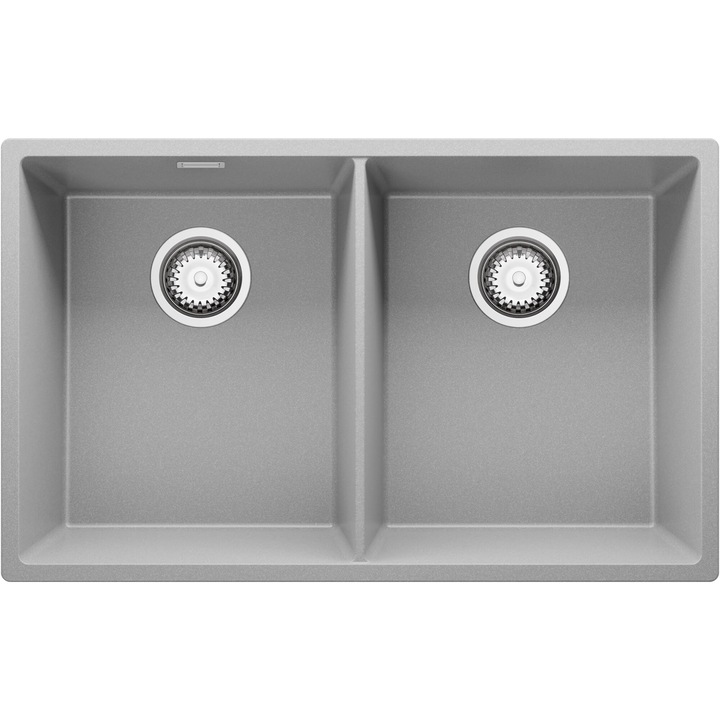 Chiuveta sub blat 76x47cm, Chiuveta 2 Cuve + Sifon, Pentru dulap de 80cm, Londra Twin Primagran Gri