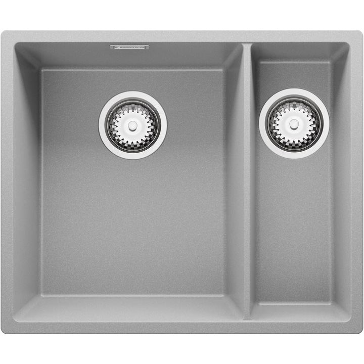 Chiuveta sub blat 56x47cm, Chiuveta 1, 5 Cuve + Sifon, Pentru dulap de 60cm, Londra Duo Primagran Gri