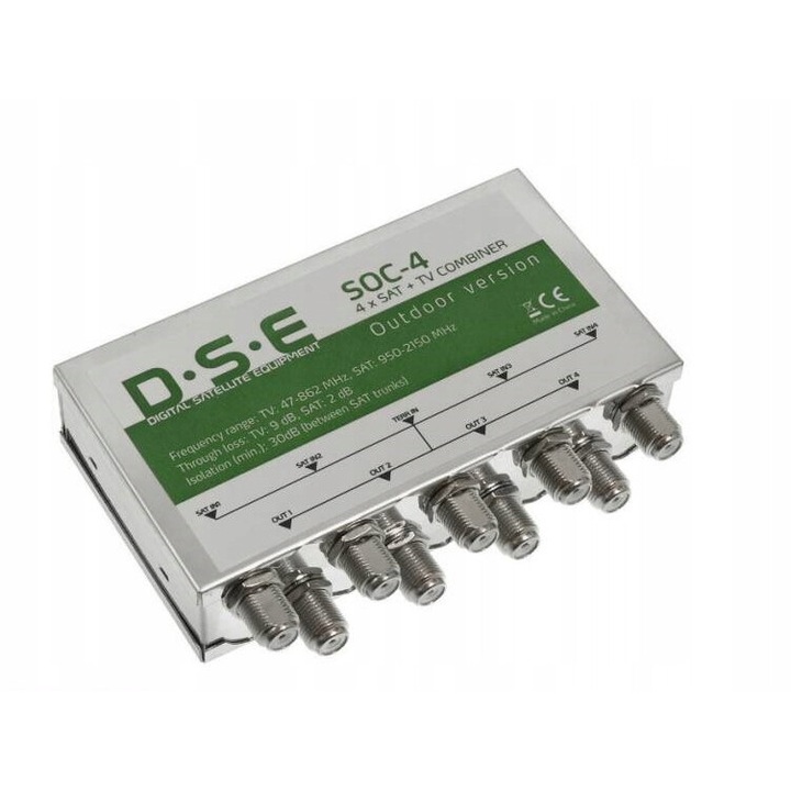 Sumator semnal TV si SAT, DSE, 4 intrari SAT, 1 intrare TV, 47-862MHz, 950-1250MHz, exterior