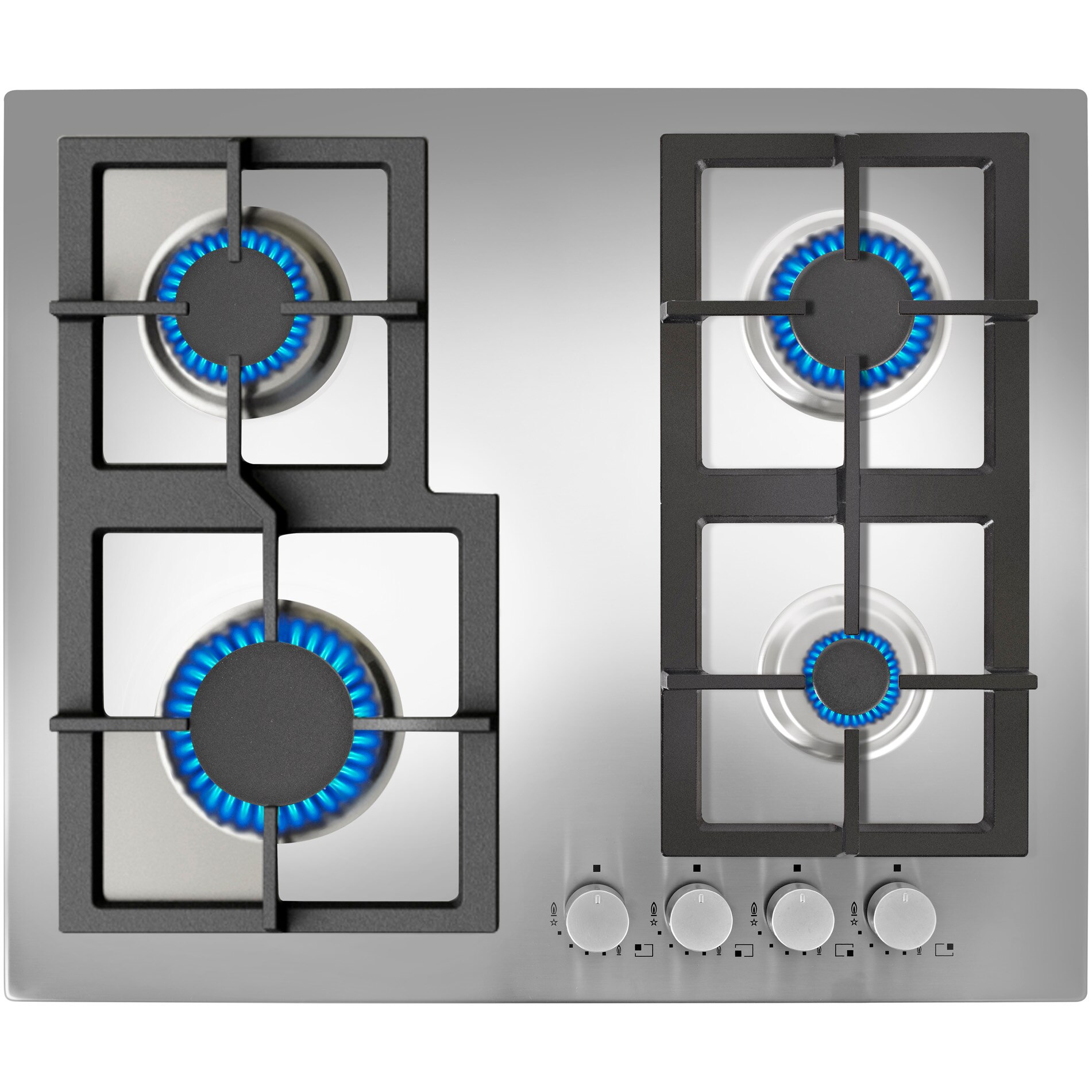 Plita incorporabila Teka EFX 60 4G AI AL CI, Gaz, 4 arzatoare, Aprindere electrica, Gratare fonta, Inox