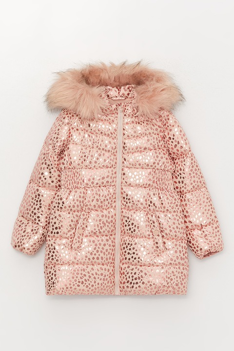 LC WAIKIKI, Geaca cu model animal print, Auriu rose
