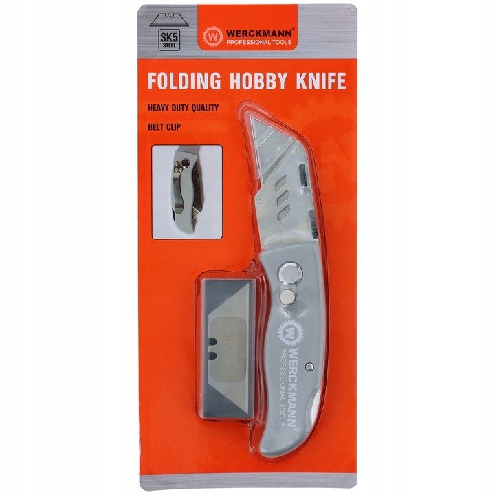 Cutit pliabil CARDSPLITTER, 5 lame de rezerva, gri, 1x1,5cm