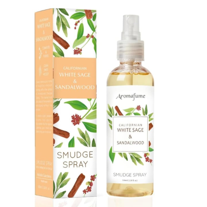 Spray de camera smudge salvie alba si lemn de santal, 100 ml
