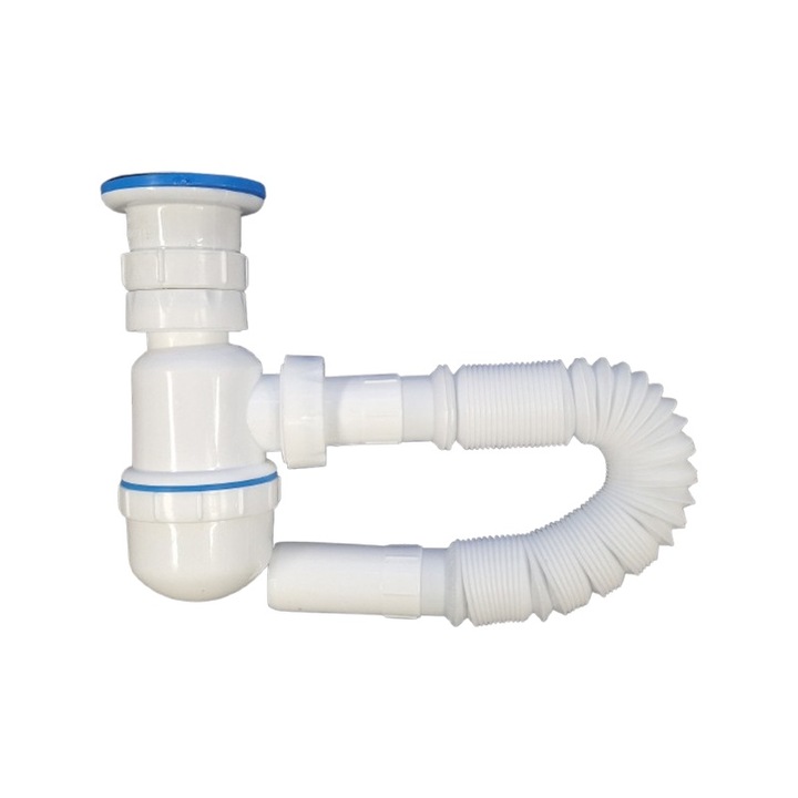 Sifon pentru chiuveta cu racord flexibil, COD1060, alb, 1"1/2 - 32 mm