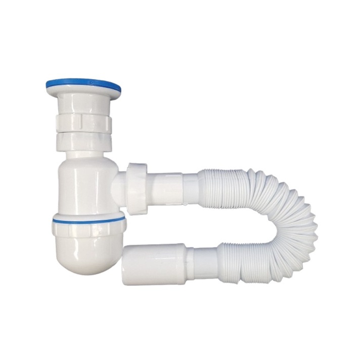 Сифон за мивка с гъвкава връзка, COD1061, бял, 1"1/2 - 32 mm