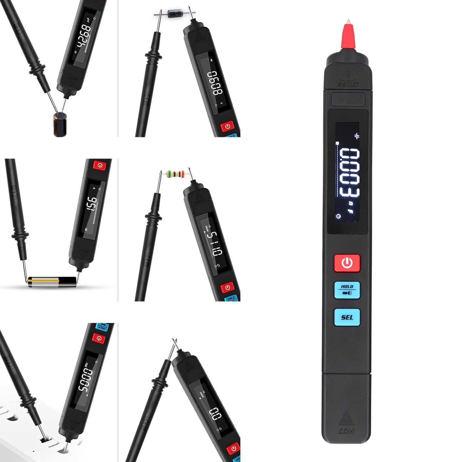Multimetru tip stilou Mmgoqqt, functie lanterna, display LCD, 600V