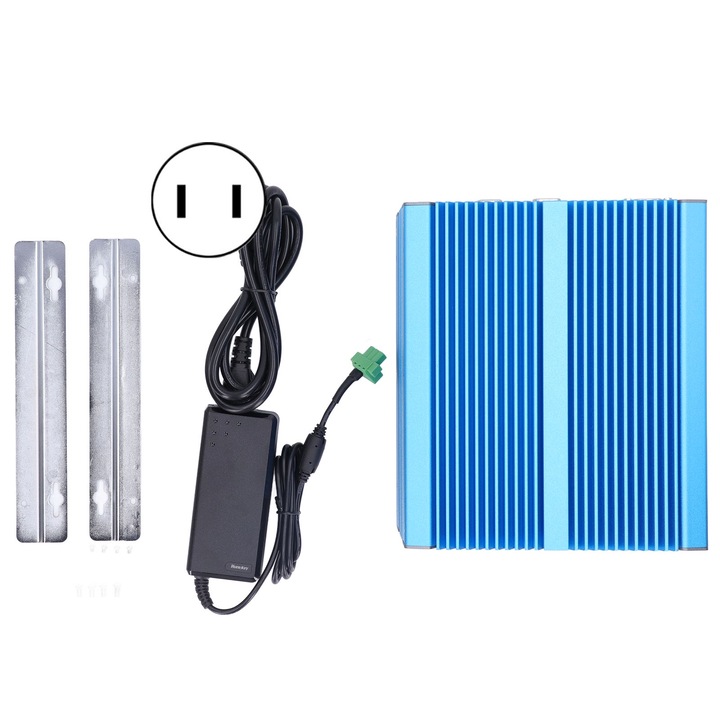 Jormftte ipari ventilátor nélküli számítógép, kétmagos, 2x USB3.0, 2x USB2.0, kék, 9-36V