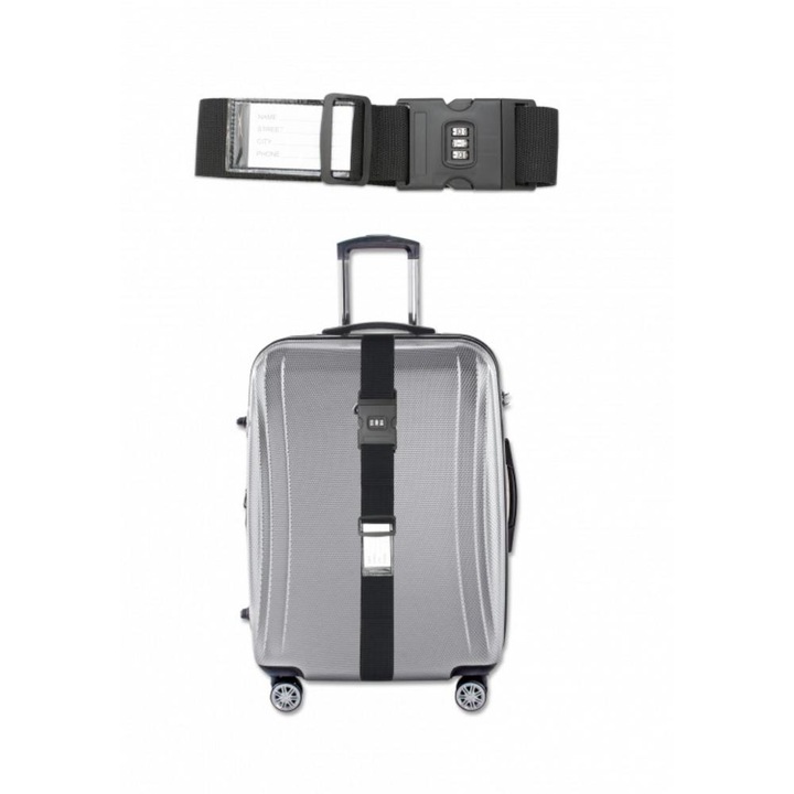 Centura pentru Bagaje, Albainox, nylon, cu cifru, negru