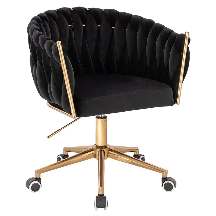 Scaun de birou, Votana, HR750K, Catifea, Baza Aurie, Neagra