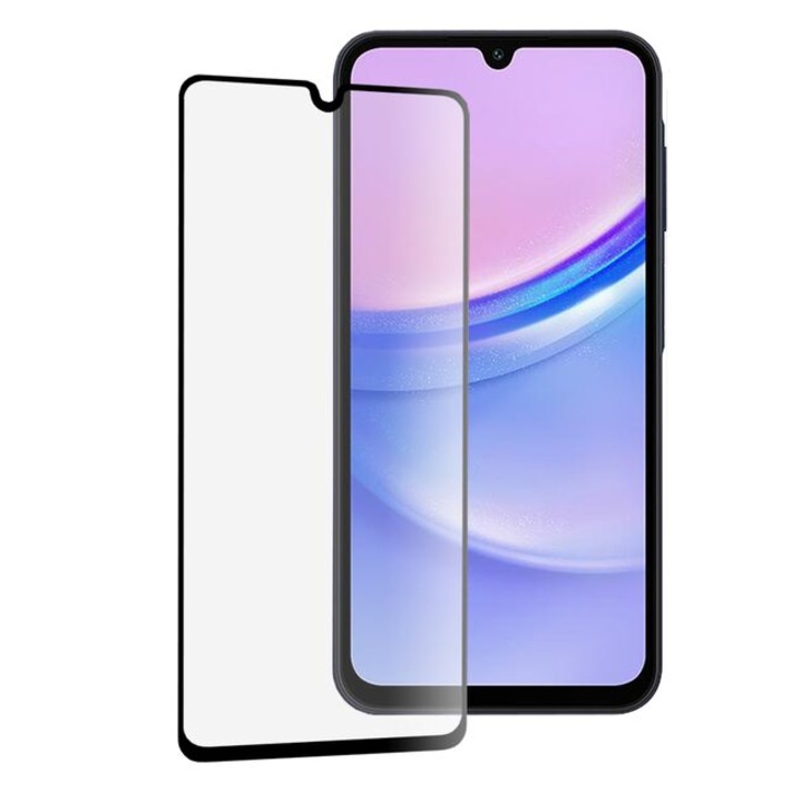 Протектор за Samsung Galaxy A15 111d full cover, Tempered Glass, Aiyando, черни ръбове