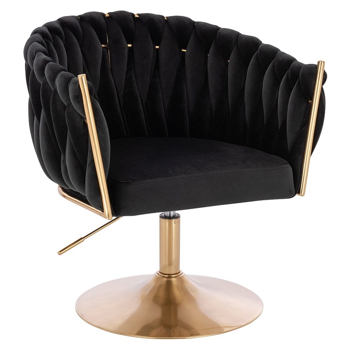 Scaun de birou, Votana, HR750N, Catifea, Baza Aurie, Neagra